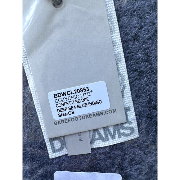 NWT Barefoot Dreams CozyChic Lite Confetti Beanie Deep Sea Blue Indigo OS Gift - Picture 2 of 3